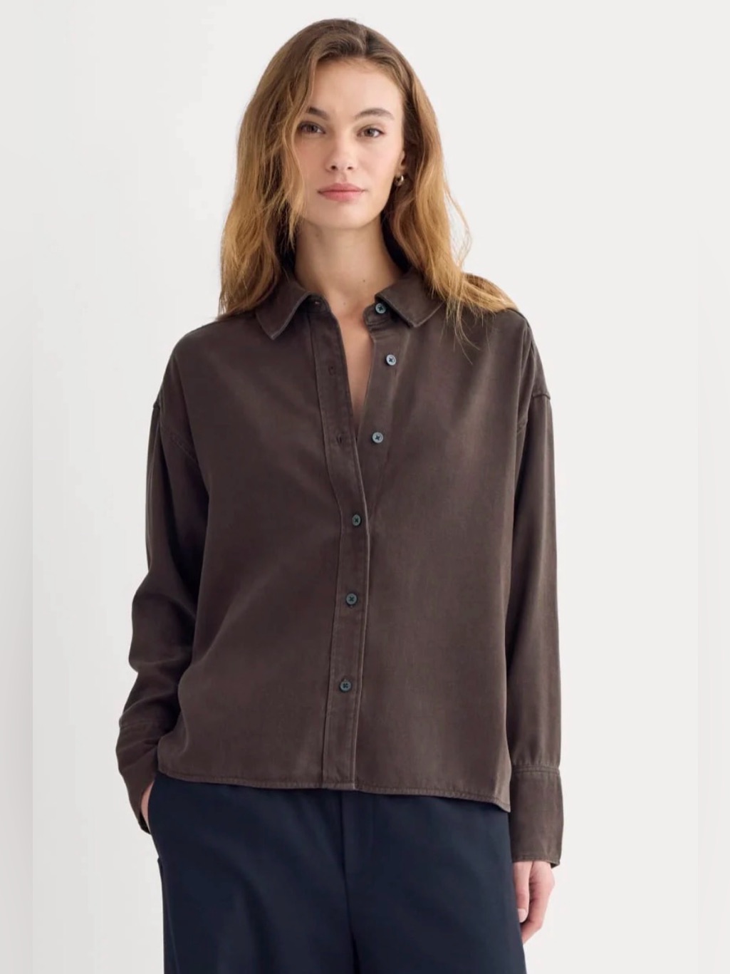 New Everlane Boxy Shirt In Buttersoft Coffee Bean Size M